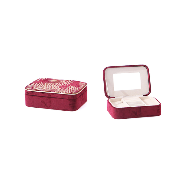 Two Compartment JEWEL BOX With Mirror/Printed Velvet Jewel Box 21*14*6.5CM